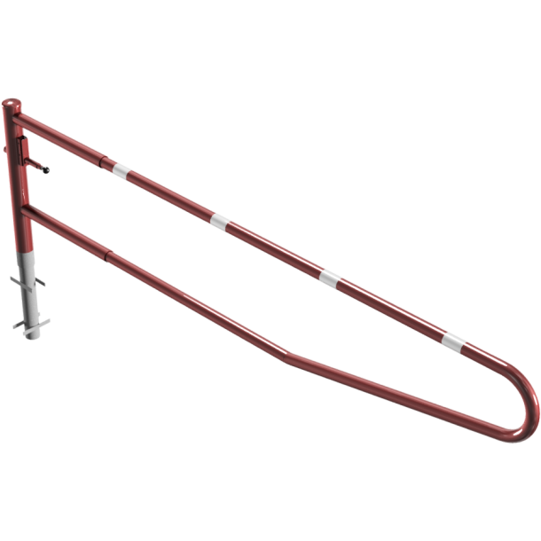 Swiveling gates | for casting in concrete, hot-dip galvanized and red coated with white reflecting stripes | total width: 3500 mm | for padlock